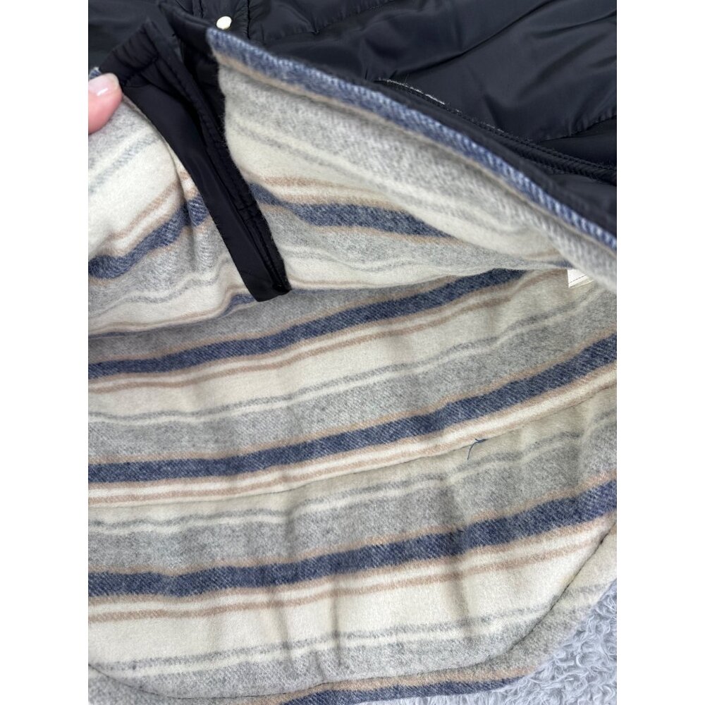 True Religion Mens Med Black/Cream Snap Puffer Vest W/ Leather Yoke NWT - Picture 4 of 13